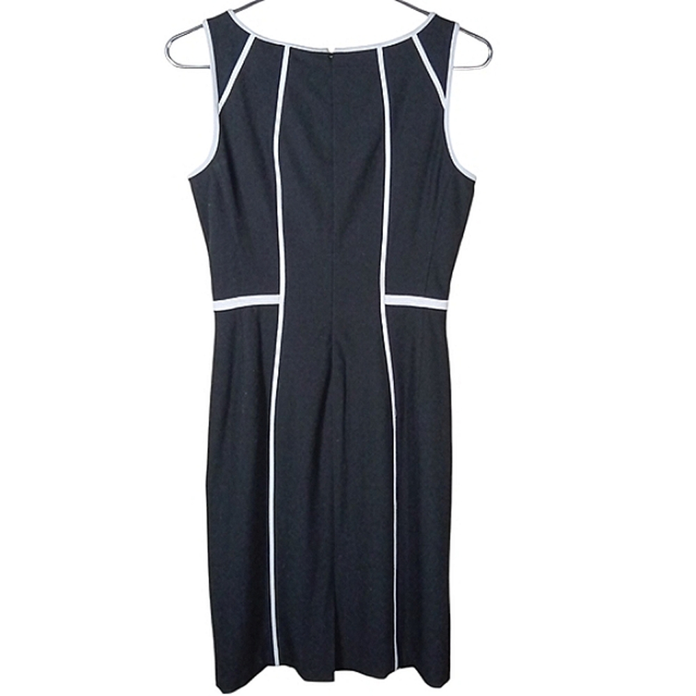 White House Black Market Black and White Ponte Sheath Midi Dress - Picture 3 of 7